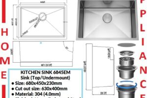 AALTO KITCHEN SINK (Top/Undermount) 6845EM ( Nano+Embossed Steel ) / FREE EXPRESS DELIVERY