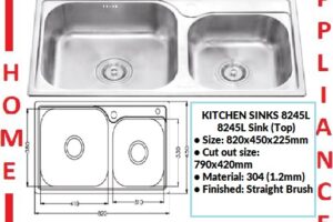 AALTO KITCHEN SINKS (Top) 8245L ( Straight Brush ) / FREE EXPRESS DELIVERY