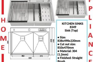 AALTO KITCHEN SINKS  (Top) 8349 ( Straight Brush ) / FREE EXPRESS DELIVERY