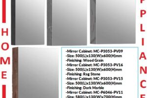 AALTO MIRROR CABINET MC-P3053 ( DARK MARBLE , RAG STONE , WHITE MARBLE , WOOD GRAIN ) / FREE EXPRESS DELIVERY