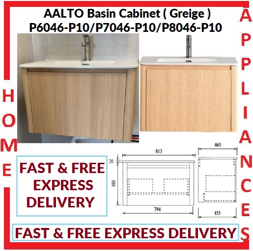 AALTO Basin Cabinet P6046-P10/P7046-P10/P8046-P10 ( Greige ) / FREE EXPRESS DELIVERY