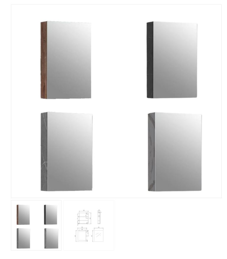 AALTO Mirror Cabinet MC-P3053-PV15 (Wood Grain/Dark Marble/Rag Stone/White Marble) / FREE EXPRESS DELIVERY - Image 3