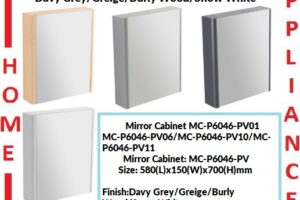 AALTO Mirror Cabinet MC-P6046-PV ( Davy Grey/Greige/Burly Wood/Snow White ) / FREE EXPRESS DELIVERY