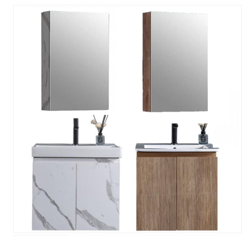 AALTO MIRROR CABINET P8056-P09/P8056-PV14 ( Wood Grain / White Marble ) / FREE EXPRESS DELIVERY - Image 2