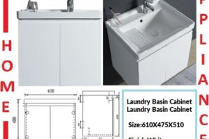 AALTO Laundry Basin Cabinet P60E-PV05 ( WHITE ) / FREE EXPRESS DELIVERY