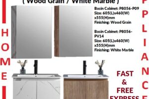 AALTO BASIN & MIRROR CABINET P8056-P09/P8056-PV14 ( WHITE MARBLE / WOODGRAIN ) / FREE EXPRESS DELIVERY