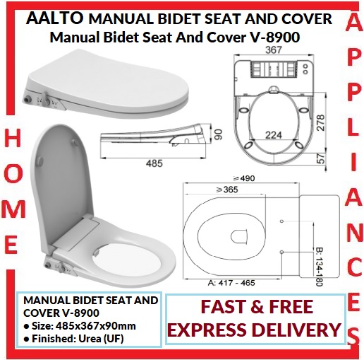 AALTO MANUAL BIDET SEAT AND COVER V-8900 / FREE EXPRESS DELIVERY