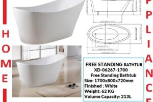 AALTO FREE STANDING BATHTUB XD-06267-1700 ( WHITE ) / FREE EXPRESS DELIVERY